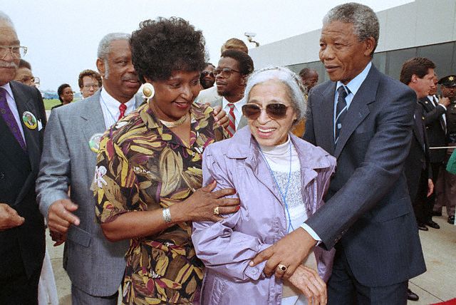 Nelson Mandela rencontre Rosa Parks aux Etats-Unis