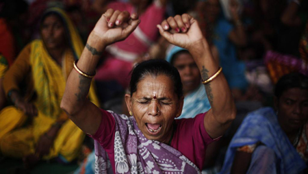 Une manifestation des victimes de Bhopal à New Dehli,  le 10 novembre 2014, 30 ans après...