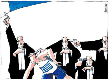 L’Eurogroupe du 20 février; dessin publié dans le «Quotidien des rédacteurs»