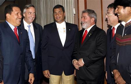 Chavez, Kirchner, Correa, Lula, Nicanor Duarte (Paraguay), Morales (2007)