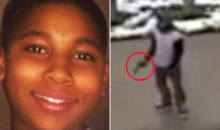 Tamir Rice: assassiné... avec (à droite) la photo du réseau de caméra de la police (et son arme en plastique)