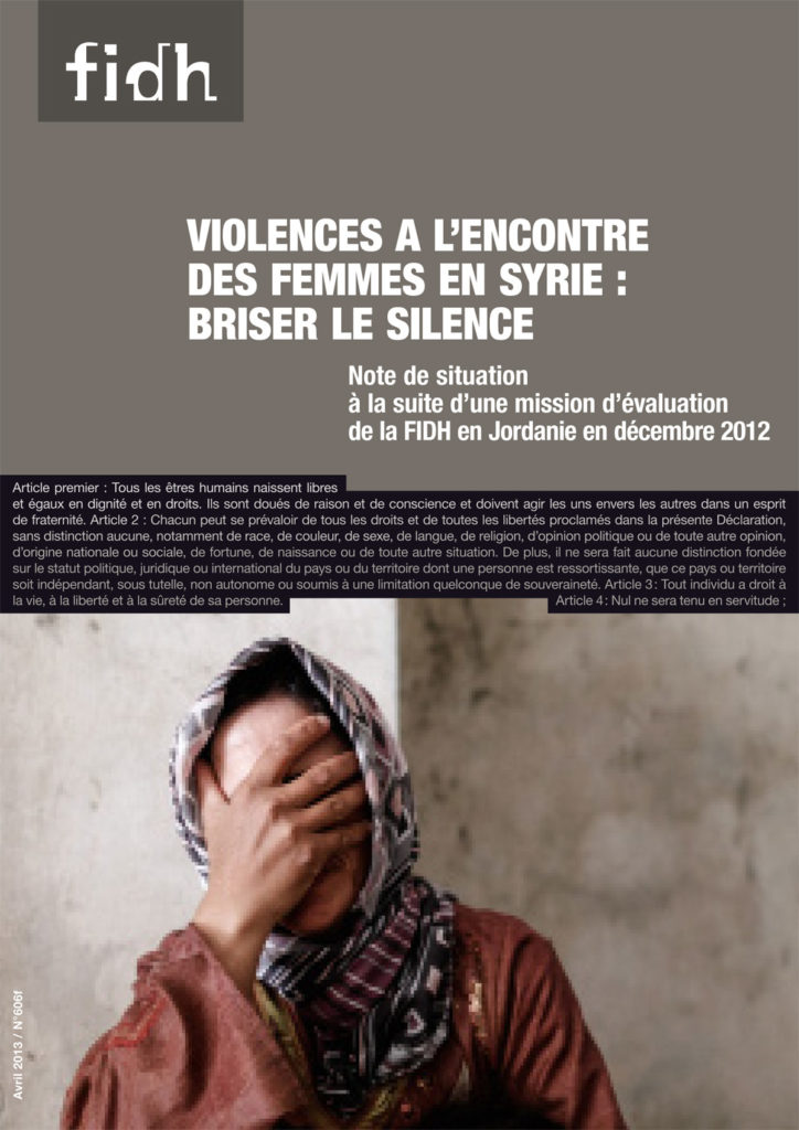 Violences à L’encontre Des Femmes En Syrie: Briser Le Silence – A L ...