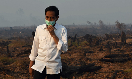 Joko Widodo dans la province du Kalimantan du sud en septembre 