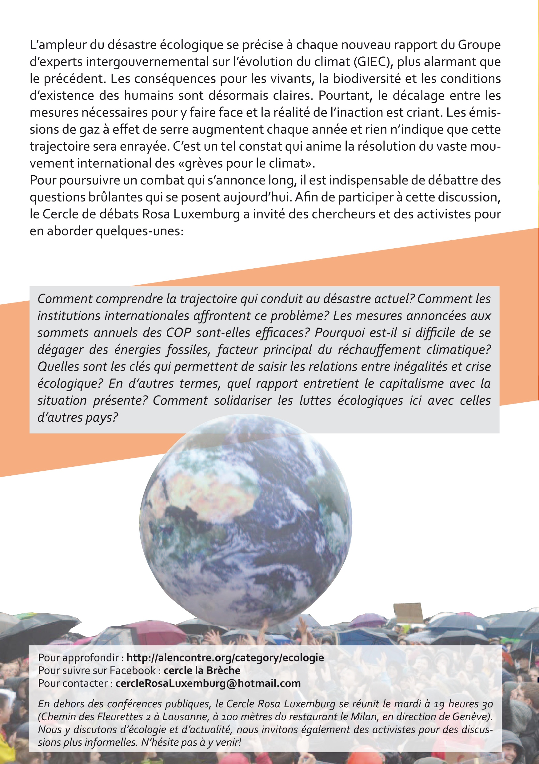 «Capitalisme & Climat», conférence-débat avec Andreas Malm - Mardi 25 février, 20 h. Maison du Peuple, pl. Chauderon 5, Lausanne